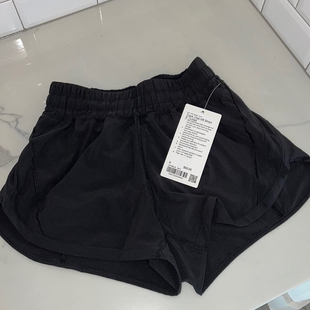 Lululemon Track that HR Short 3”lined- black NEW WITH TAGS